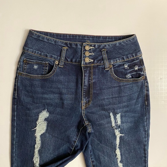 BoomBoom Jeans Women’s Blue High Rise Skinny Stretch Denim Distressed 5/27 - Picture 12 of 15